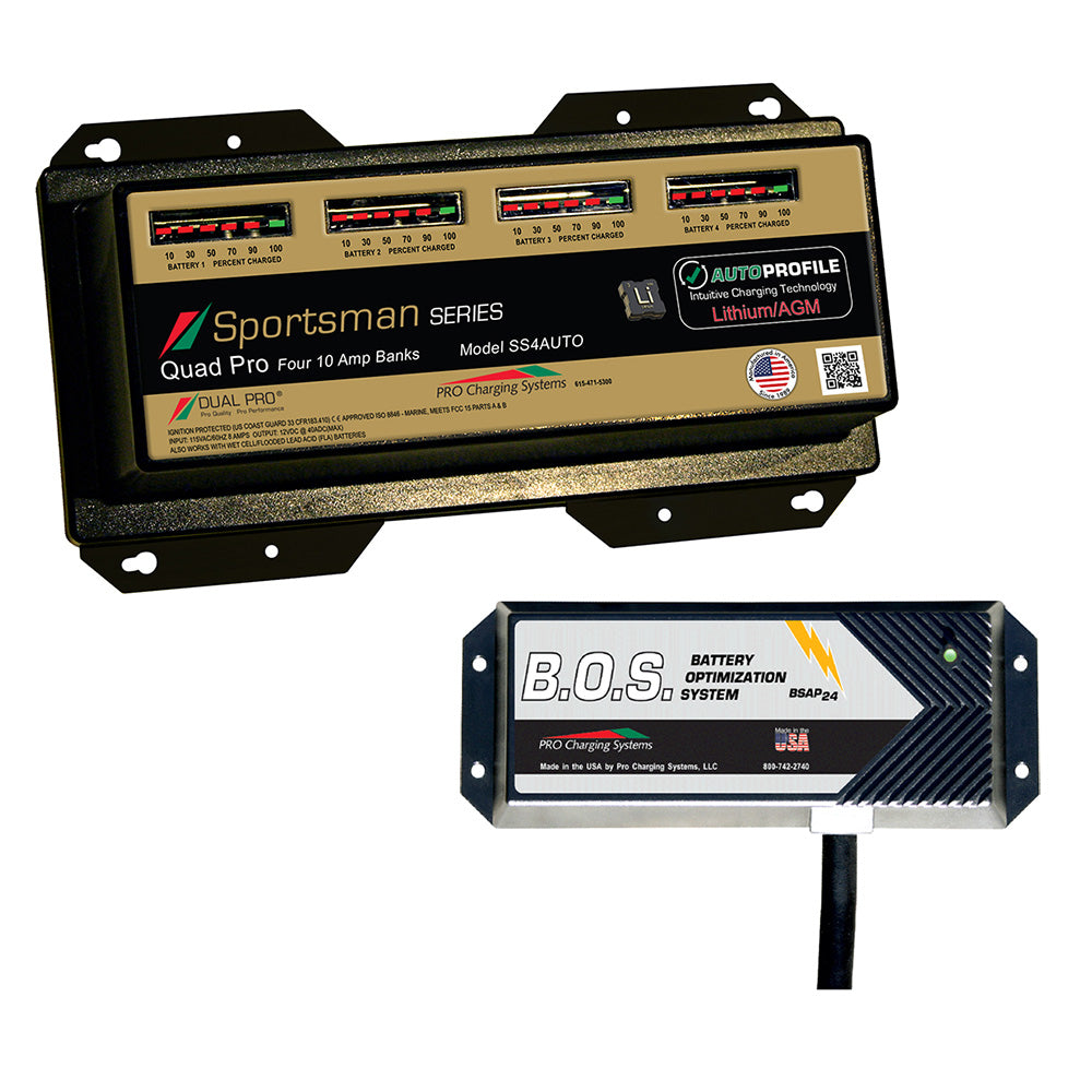 Dual Pro SS4 Auto 4 Bank Battery Charger w3 Bank BOS SS4AUTOBOS12V3