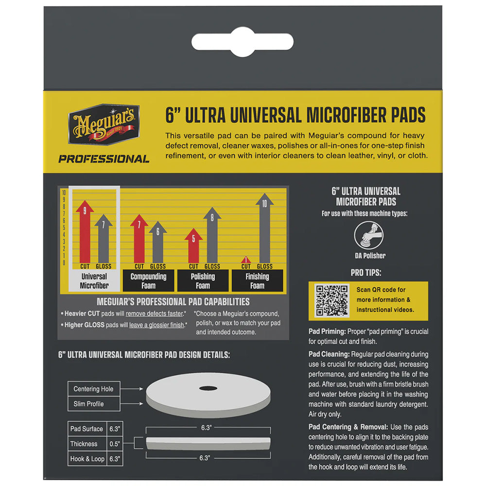 Meguiars Professional 6 Ultra Universal Microfiber Pads 2Pack M6MFP2