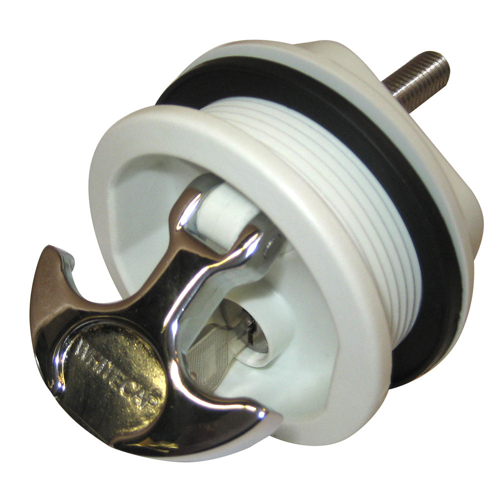 Whitecap THandle Latch Chrome Plated ZamacWhite Nylon Locking Freshwater Use Only S0226WC