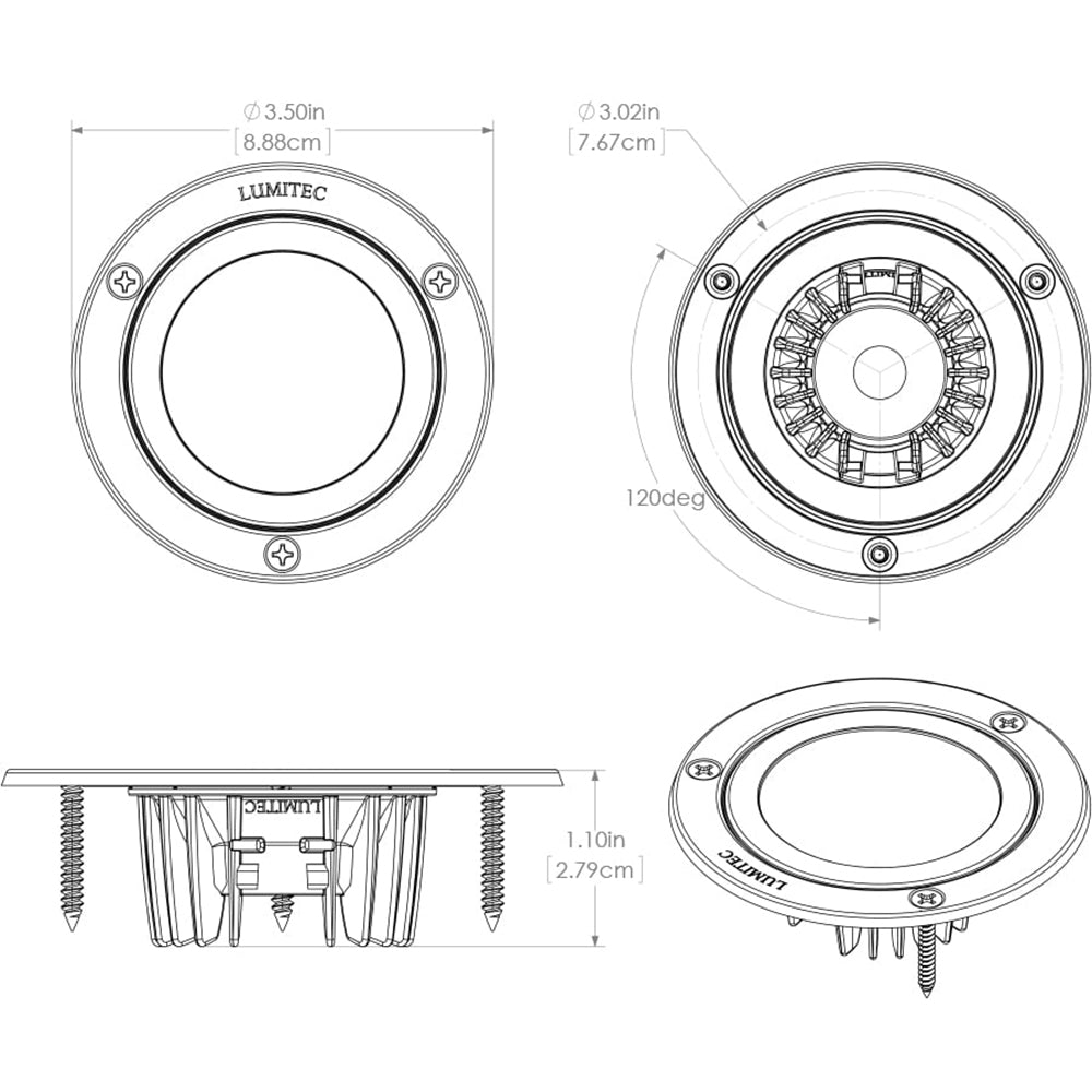 Lumitec Shadow Flush Mount Down Light White Finish Spectrum RGBW 114127