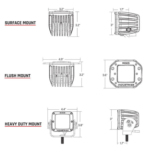 RIGID Industries DSeries PRO Flush Mount Diffused Pair Black 212513