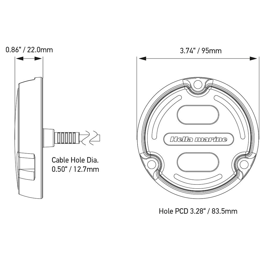 Hella Marine A2 RGB Underwater Light 3000 Lumens Black Housing Charcoal Lens wEdge Light 016148001