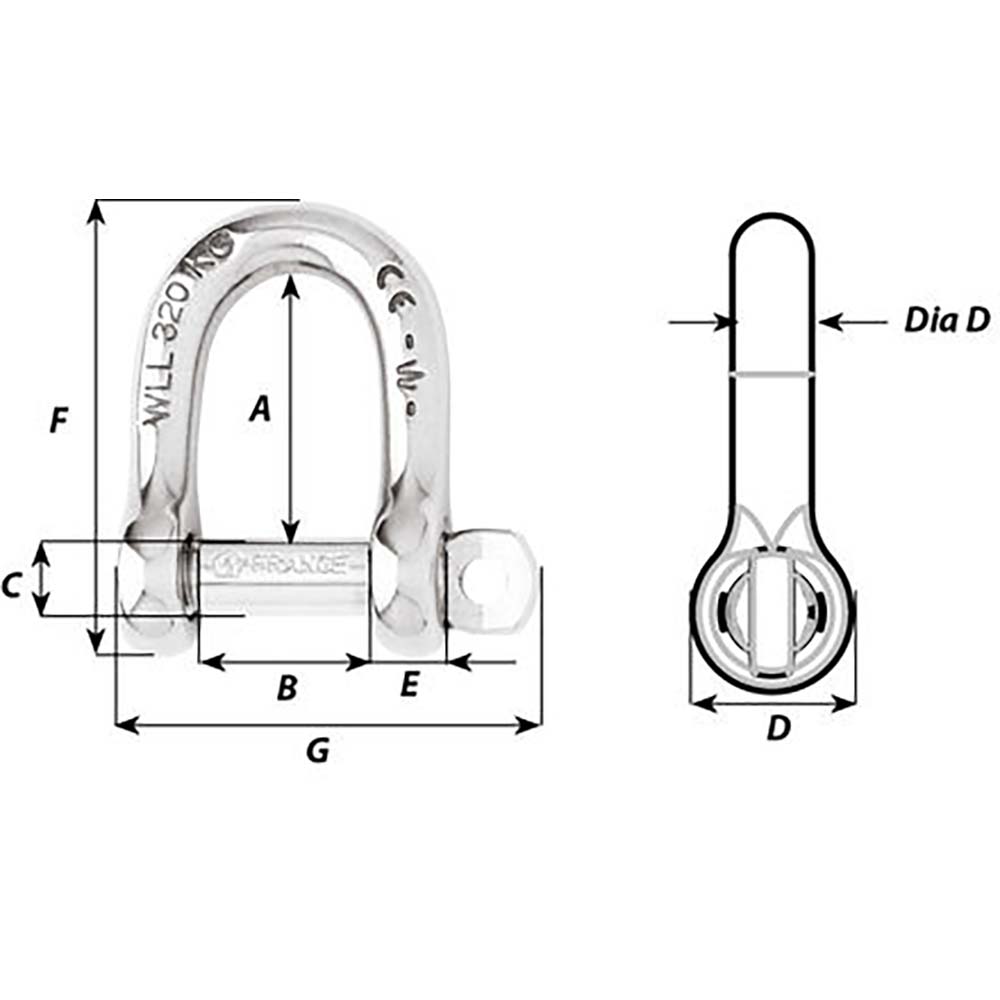 Wichard SelfLocking D Shackle Diameter 6mm 14 1203W