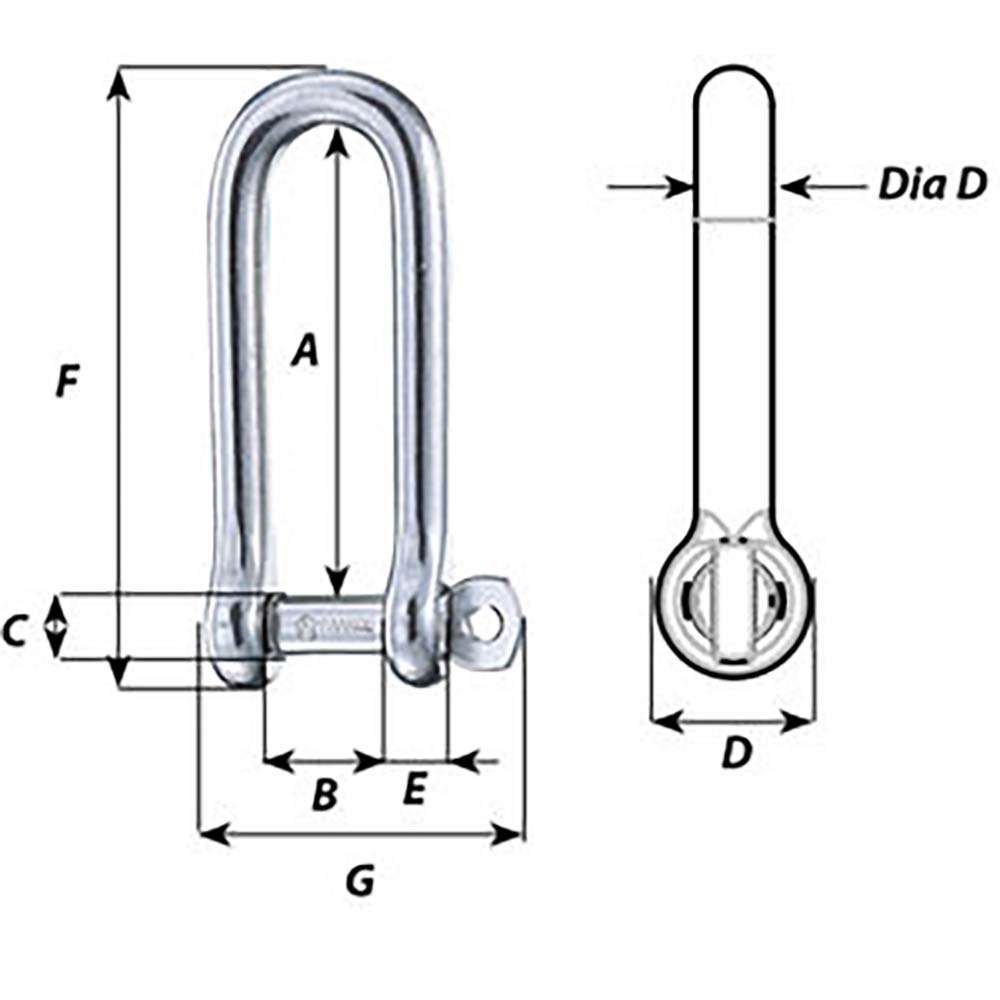 Wichard Captive Pin Long D Shackle Diameter 6mm 14 1413W