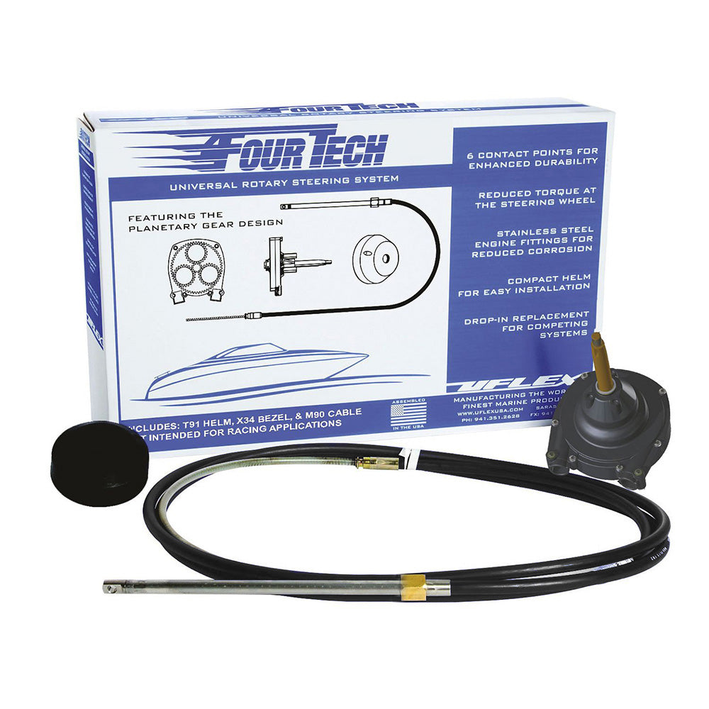 Uflex Fourtech 17 Black Mach Rotary Steering System with Helm Bezel Cable FOURTECHBLK17
