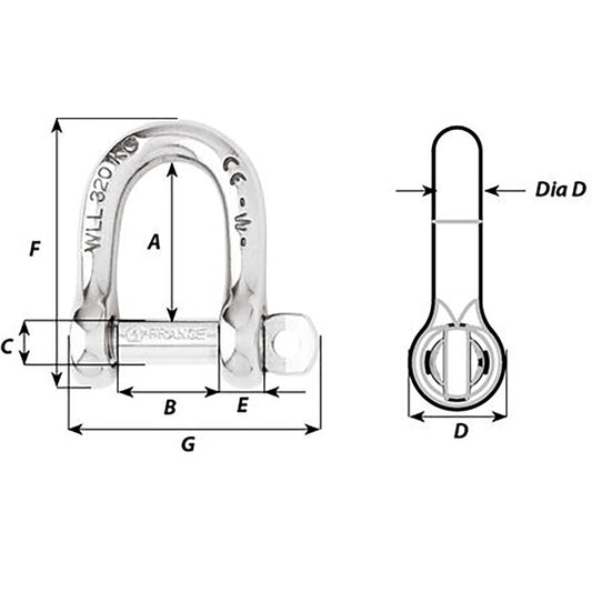 Wichard SelfLocking D Shackle 12mm Diameter 1532 1206W