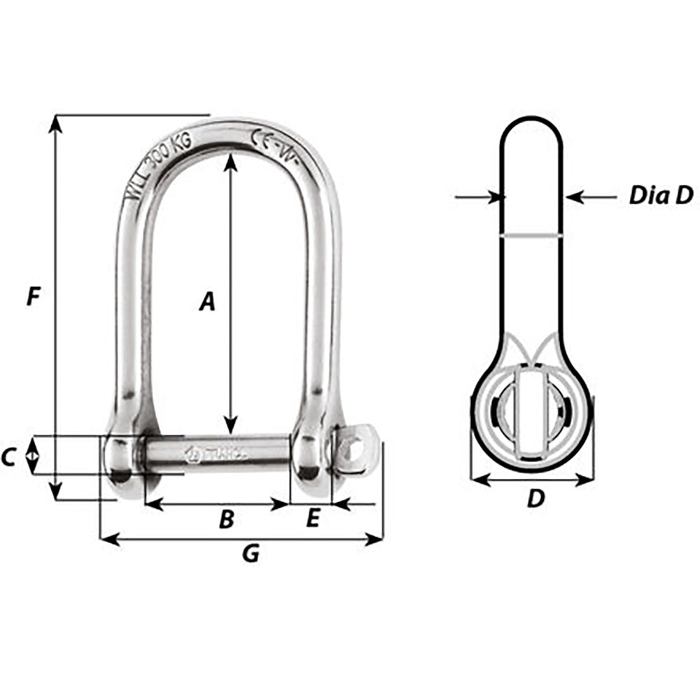 Wichard SelfLocking Large Opening Shackle 10mm Diameter 1332 1265W