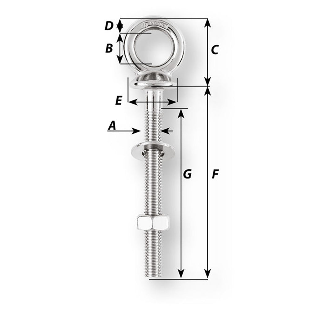 Wichard Eye Bolt M12 x 175mm Length 120mm 6497W