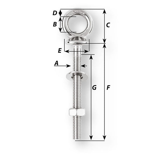 Wichard Eye Bolt M12 x 175mm Length 120mm 6497W