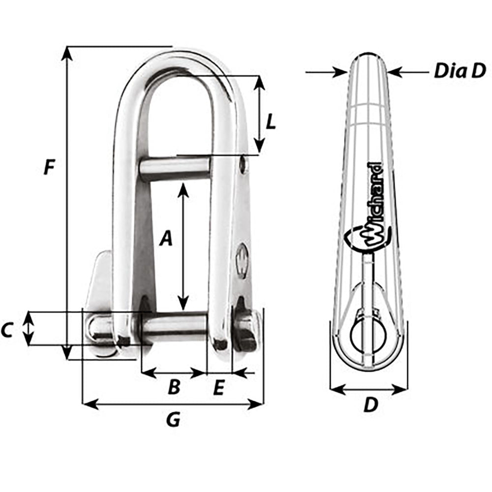 Wichard HR Key Pin Shackle With Bar 5mm Pin Diameter 91432W