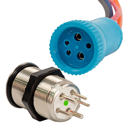 Bluewater 22mm Push Button Switch  OffOnOn Double Momentary Contact  BlueGreenRed LED  4 Lead 905921234