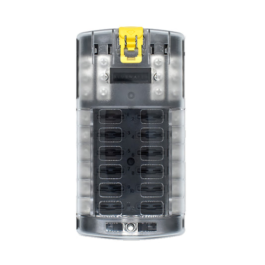Bluewater 12 Position Fuse Block ATC wYellow Slide 32003003012