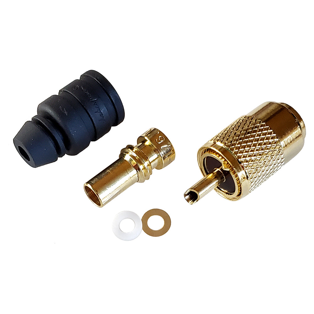 Shakespeare PL2598XG SolderType Connector wUG176 Adapter  DooDadreg Cable Strain Relief fRG8X Coax PL2598XG