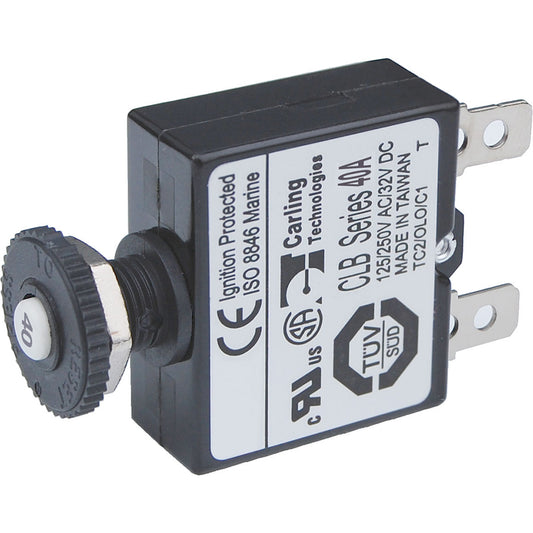Blue Sea 7061 40A Push Button Thermal with Quick Connect Terminals 7061