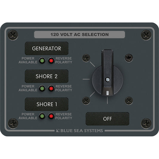 Blue Sea 8366 AC Rotary Switch Panel 30 Ampere 3 Positions  OFF 2 Pole 8366