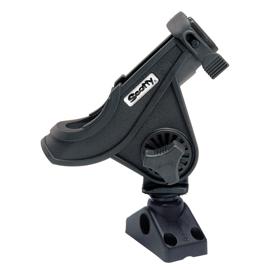 Scotty 280 Bait CasterSpinning Rod Holder w241 DeckSide Mount  Black 280BK