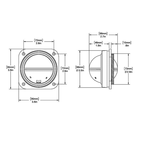 Ritchie V527 Kayak Compass  Bulkhead Mount  White Dial V527