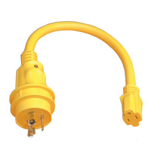 Marinco Pigtail Adapter  15A Female to 30A Male 105SPP