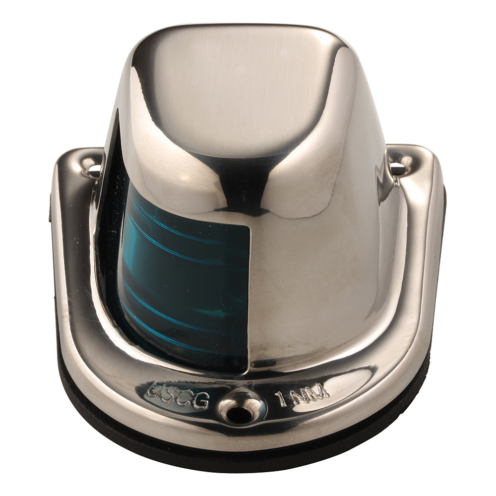 Attwood 1Mile Deck Mount Green Sidelight  12V  Stainless Steel Housing 66319G7