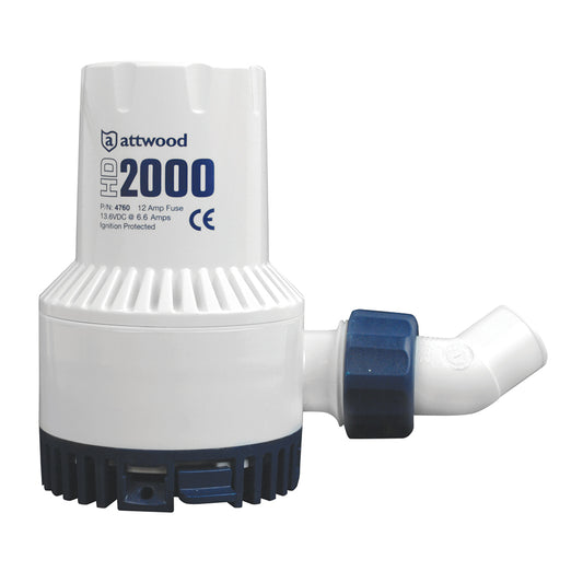 Attwood HeavyDuty Bilge Pump 2000 Series  12V  2000 GPH 47604