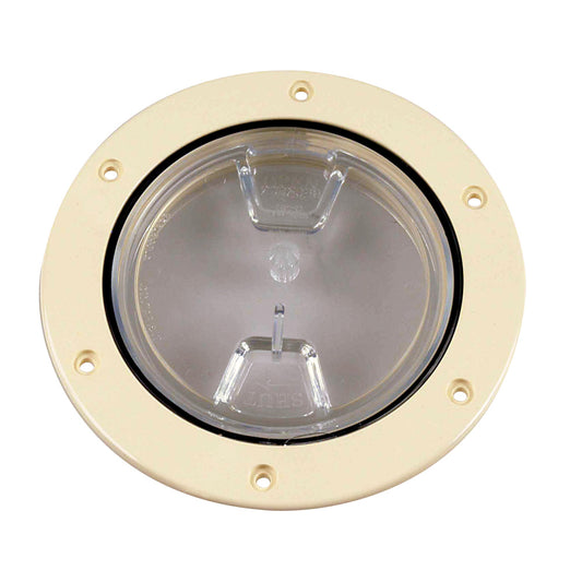 Beckson 4 Clear Center ScrewOut Deck Plate  Beige DP40NC