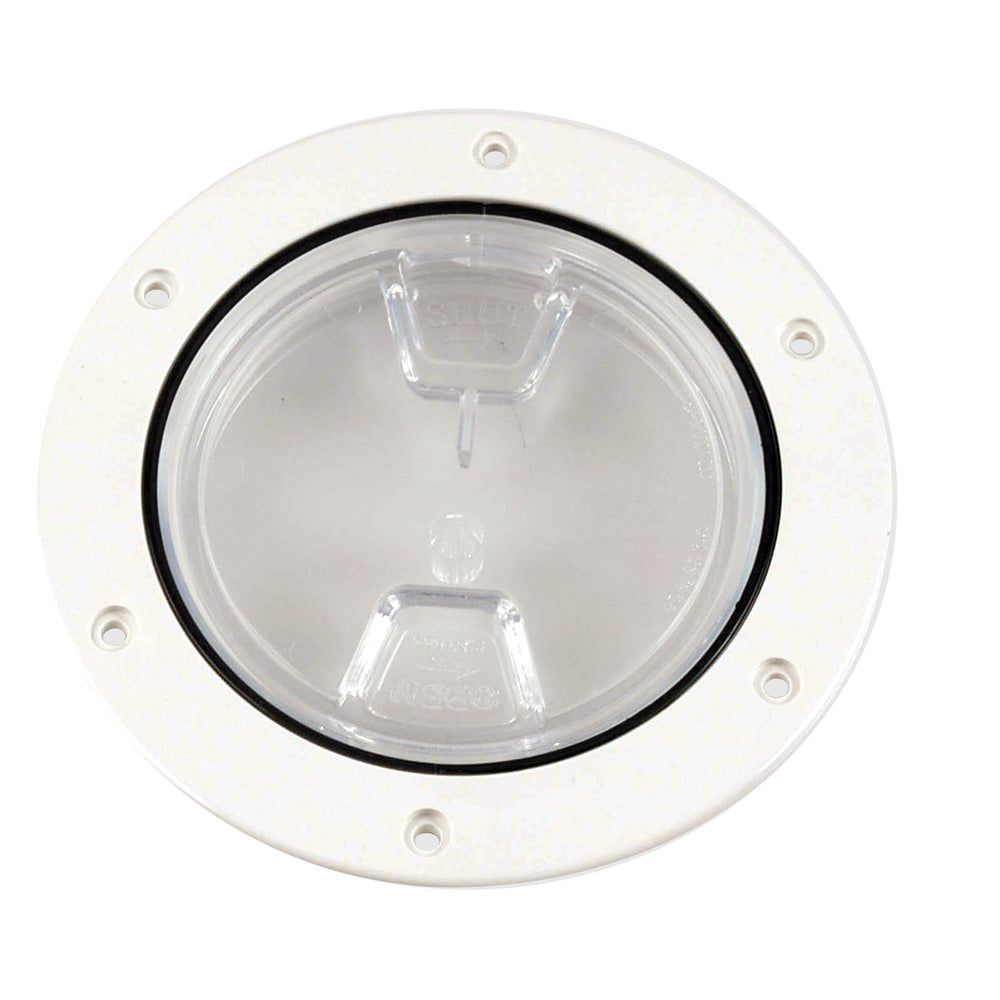 Beckson 4 Clear Center ScrewOut Deck Plate  White DP40WC