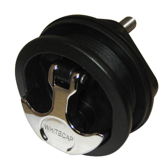Whitecap THandle Latch  Chrome Plated ZamacBlack Nylon  No Lock  Freshwater Use Only S0230BC