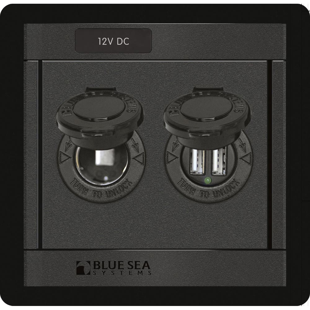 Blue Sea 1478 360 Panel  12V DC Socket  Dual USB Charger 1478