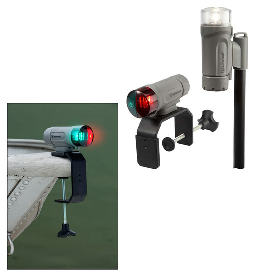 Attwood PaddleSport Portable Navigation Light Kit  CClamp Screw Down or Adhesive Pad  Gray 141947