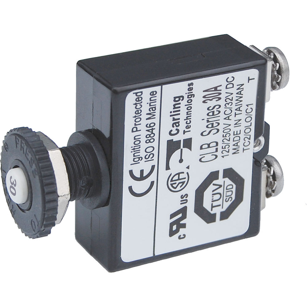 Blue Sea Push Button Reset Only Screw Terminal Circuit Breaker  30 Amps 2136