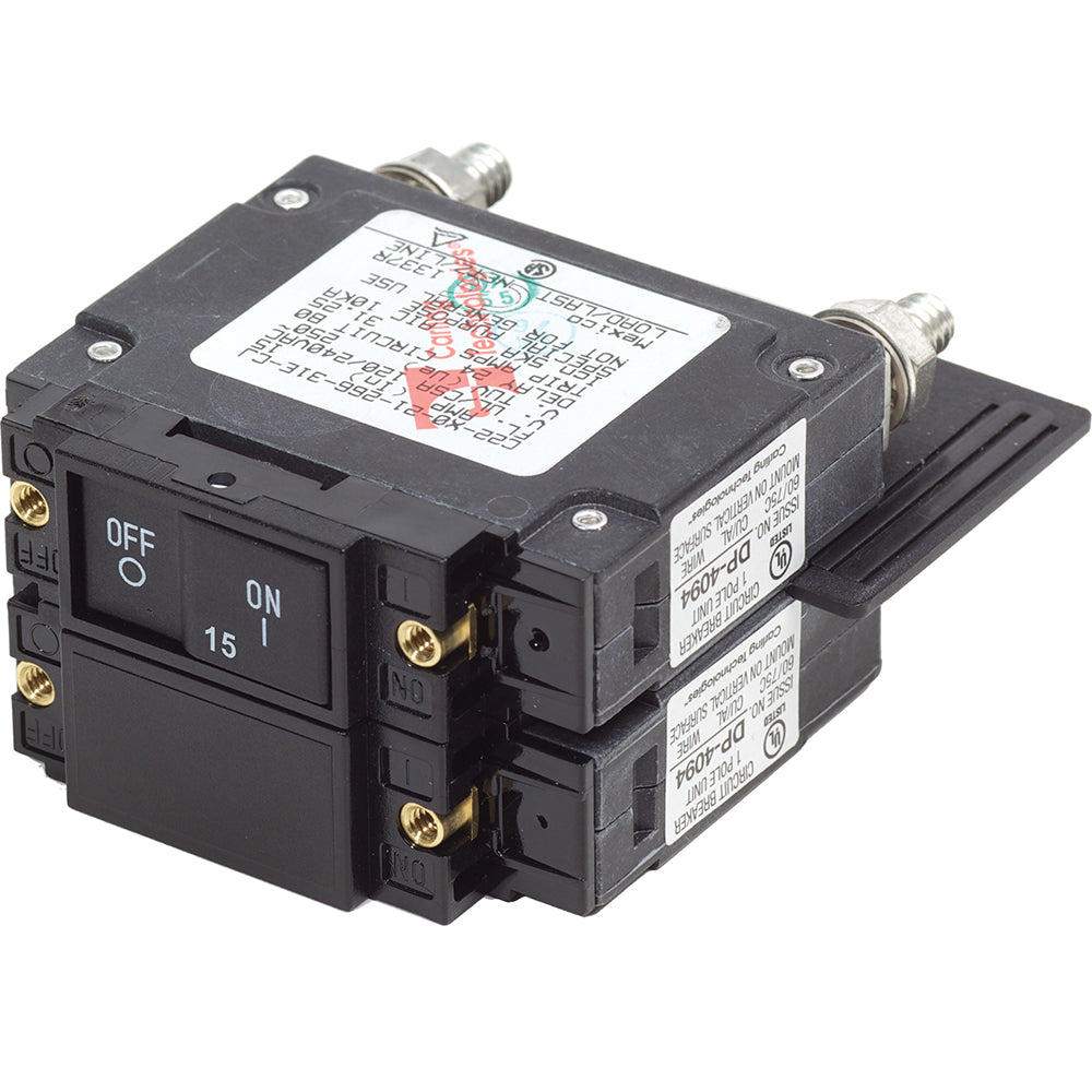 Blue Sea 7462 UL489 Circuit Breaker  15A Flat Rocker 7462