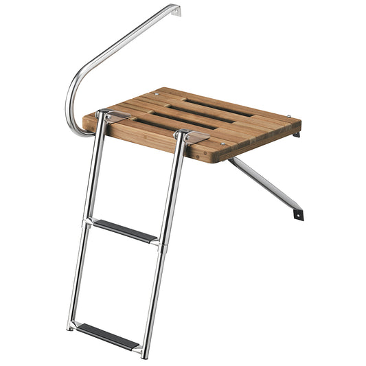 Whitecap Teak Swim Platform w2Step Telescoping Ladder fBoats wOutboard Motors 68900