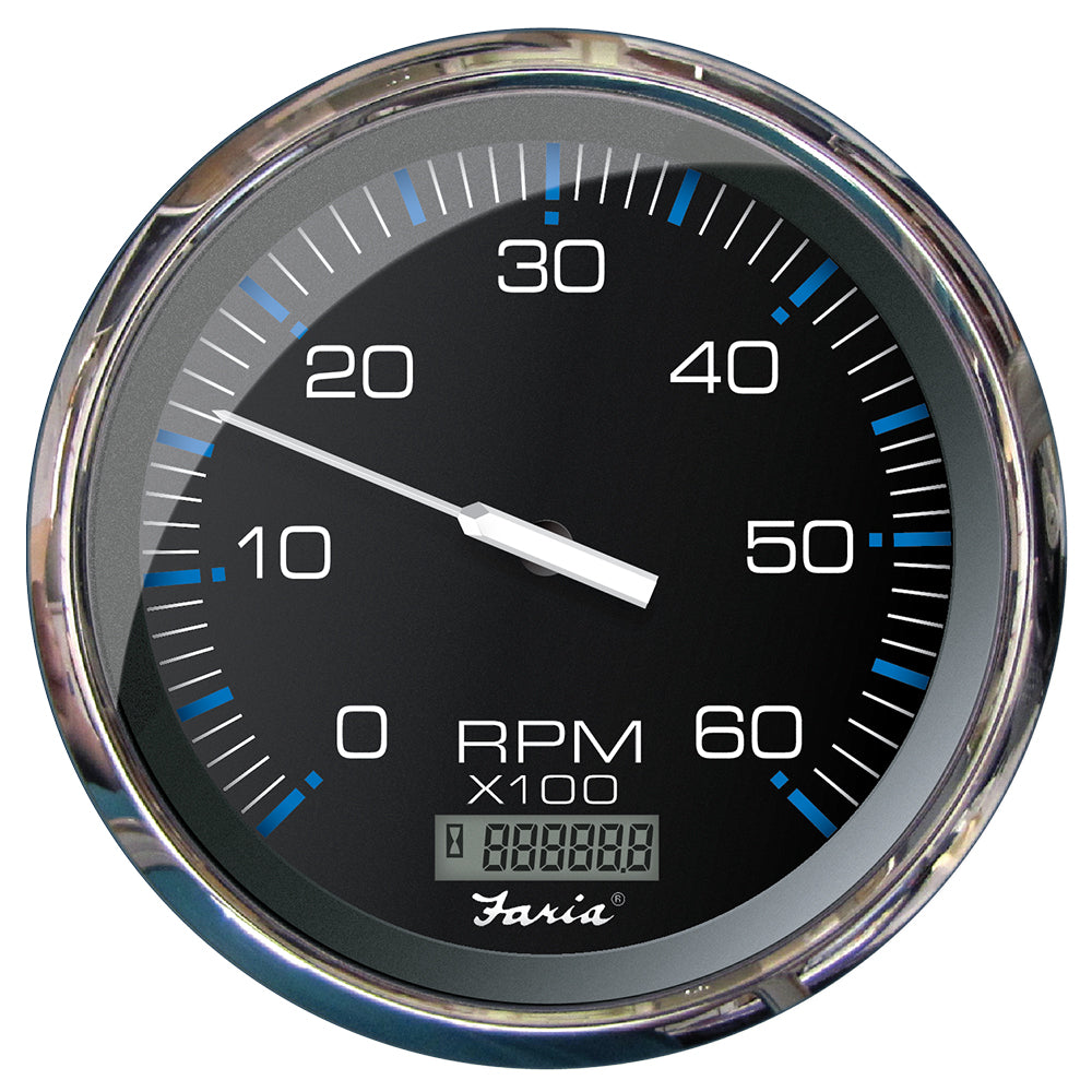 Faria Chesapeake Black 5 Tachometer wDigital Hourmeter  6000 RPM Gas Inboard 33763