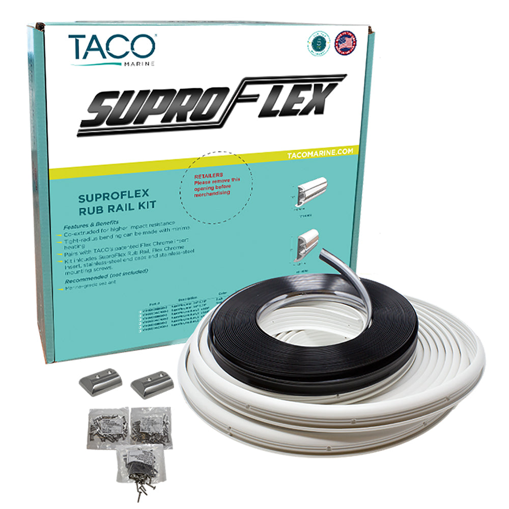 TACO SuproFlex Rub Rail Kit  White wFlex Chrome Insert  2H x 3132W x 80L V119990WCM802