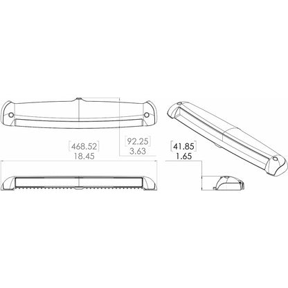 Lumitec Razor Light Bar  Flood  White Housing wInverted Logo Flush Mount 101590