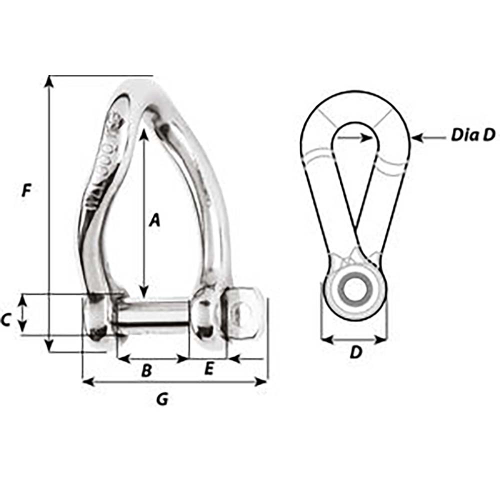 Wichard SelfLocking Twisted Shackle  Diameter 8mm  516 1224W