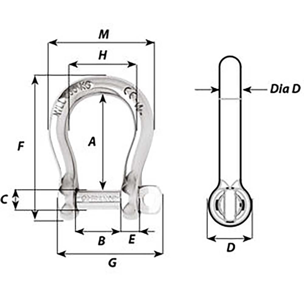 Wichard SelfLocking Bow Shackle  Diameter 5mm  316 1242W