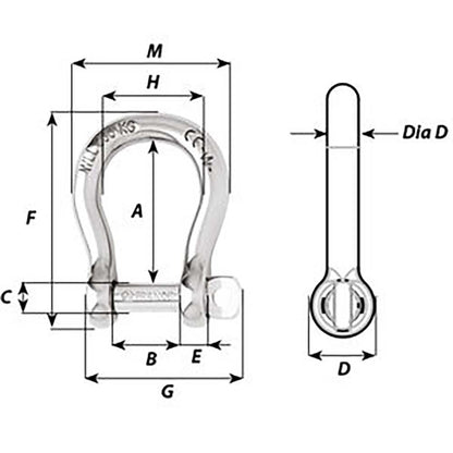 Wichard SelfLocking Bow Shackle  Diameter 10mm  1332 1245W