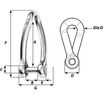 Wichard Captive Pin Twisted Shackle  Diameter 8mm  516 1424W