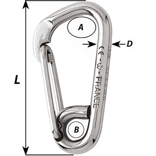 Wichard Asymmetric Carbine Hook  Length 60mm  14 2323W