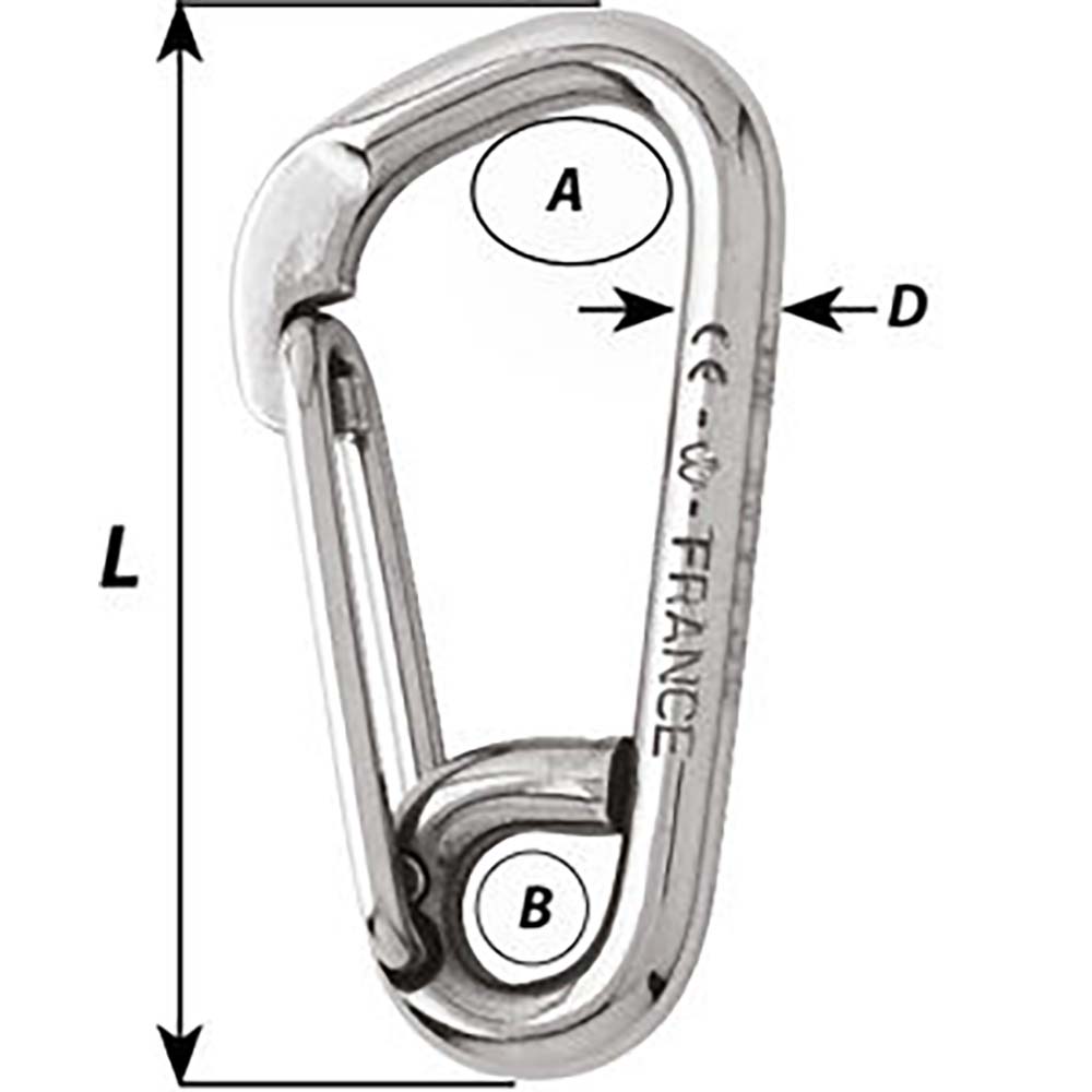 Wichard Asymmetric Carbine Hook  Length 100mm  1332 2326W