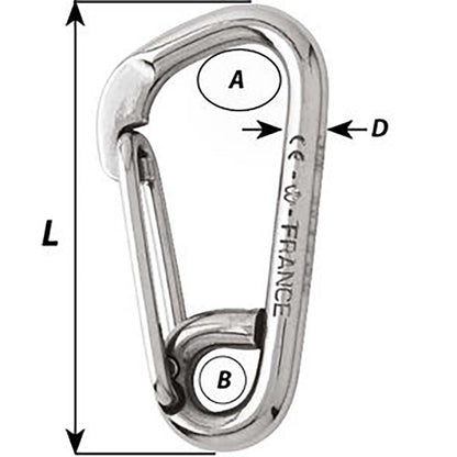 Wichard Asymmetric Carbine Hook  Length 120mm  1532 2327W