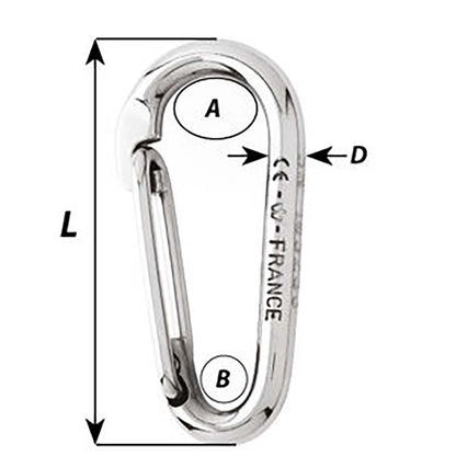 Wichard Symmetric Carbine Hook Without Eye  Length 60mm  14 2333W