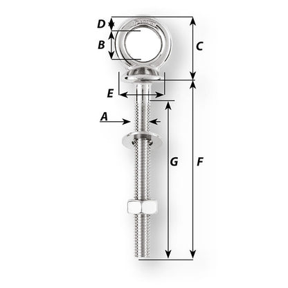 Wichard Eye Bolt  Diameter 532  Length 4 6493W