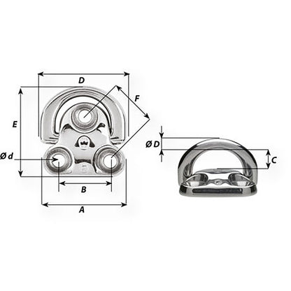 Wichard Folding Pad Eye  Diameter 2564 6606W
