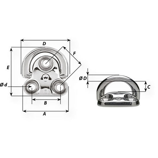 Wichard Folding Pad Eye  Diameter 2564 6606W