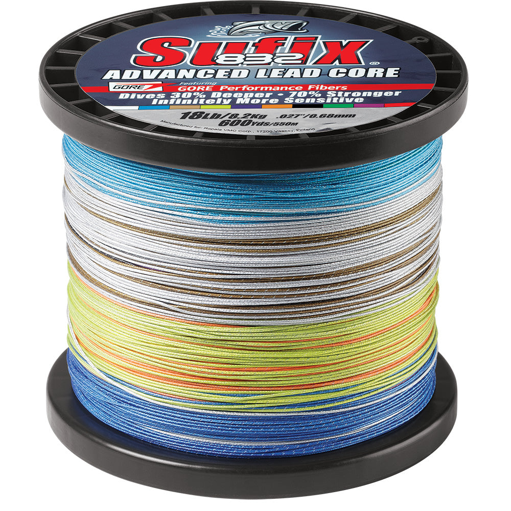 Sufix 832 Advanced Lead Core  18lb  10Color Metered  600 yds 658318MC