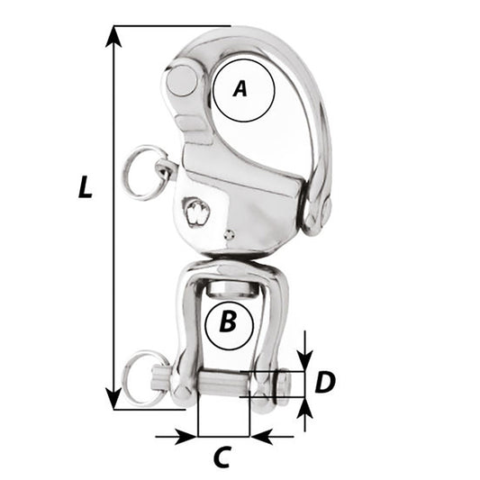 Wichard HR Snap Shackle With Clevis Pin Swivel  120mm Length  42332 2478W