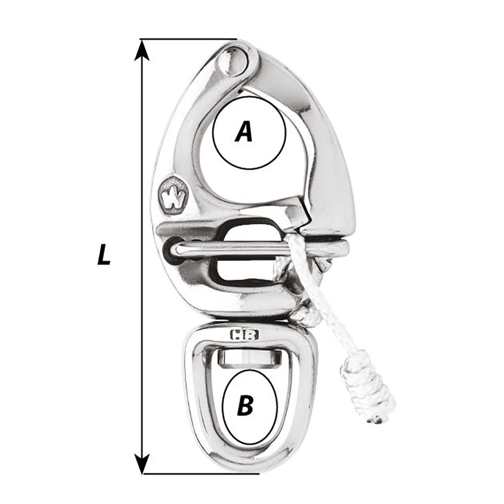 Wichard HR Quick Release Snap Shackle With Swivel Eye  80mm Length  3532 2674W