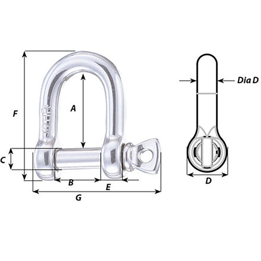 Wichard HR D Shackle  20mm Diameter  2532 11209W